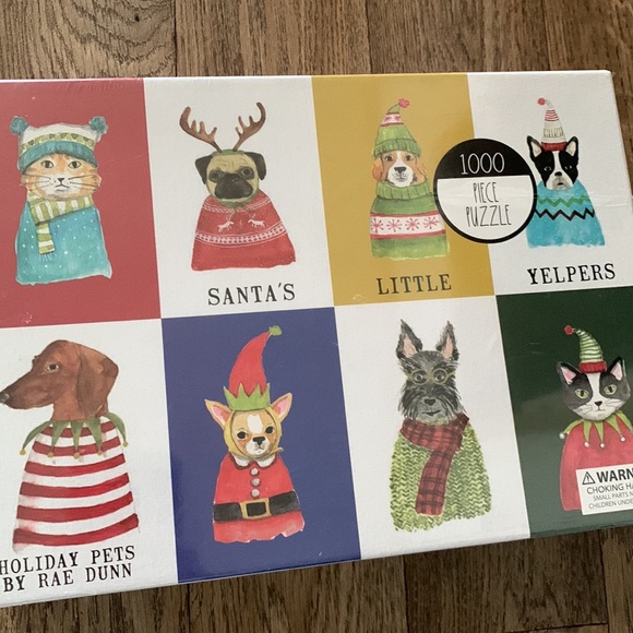 Rae Dunn Holiday Pets 1000 piece puzzle approx 27.5”X19.6”New, sealed - Picture 17 of 17
